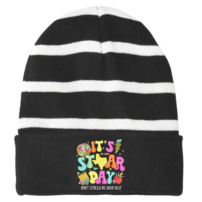 State Testing Its Staar Day Dont Stress Do Your Best Striped Beanie with Solid Band