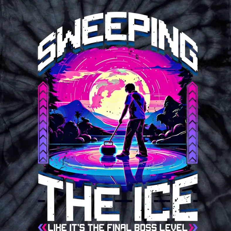 Sweeping The Ice Like It’S The Final Boss Level Curling Cute Gift Tie-Dye T-Shirt