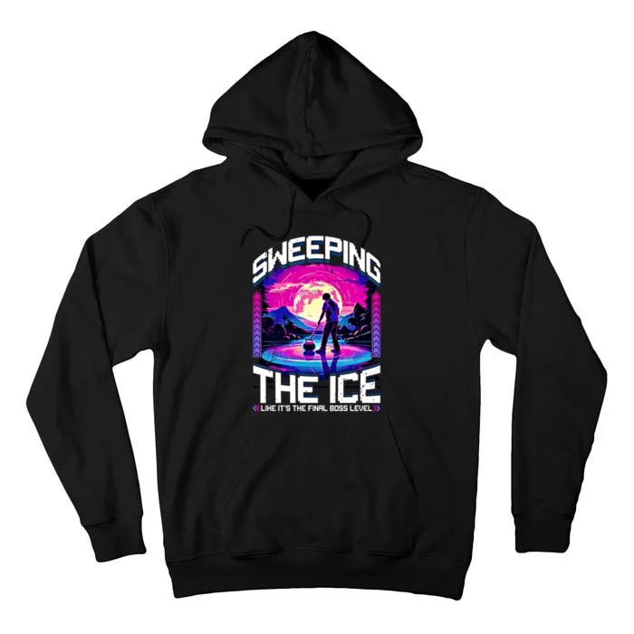 Sweeping The Ice Like It’S The Final Boss Level Curling Cute Gift Tall Hoodie