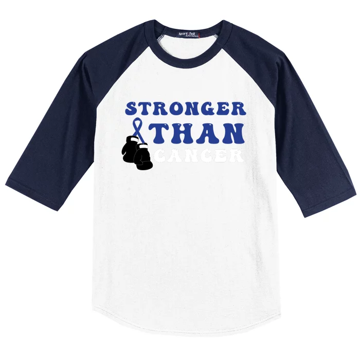 Stronger Than In March We Wear Blue Colon Cancer Awareness Month Baseball Sleeve Shirt