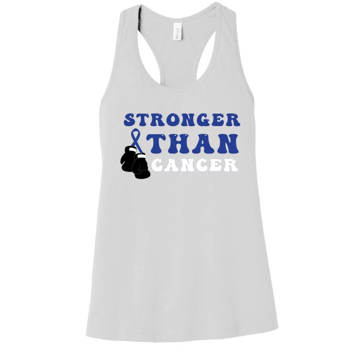 Stronger Than In March We Wear Blue Colon Cancer Awareness Month Women's Racerback Tank