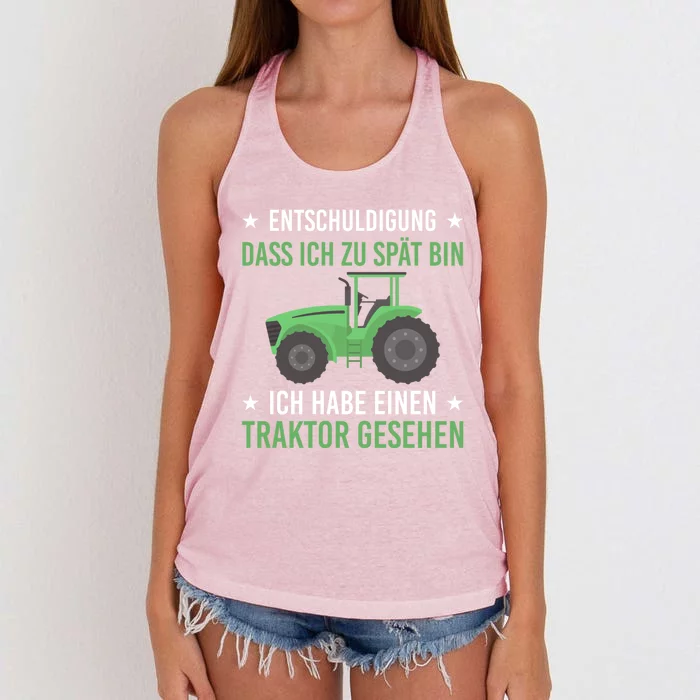 Sorry That I Am Too Late Tractor 'S Farmer Gift Women's Knotted Racerback Tank