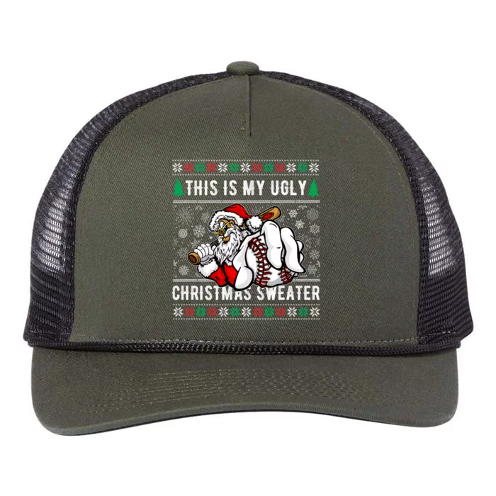 Santa This Is My Ugly Christmas Baseball Ball Retro Rope Trucker Hat Cap