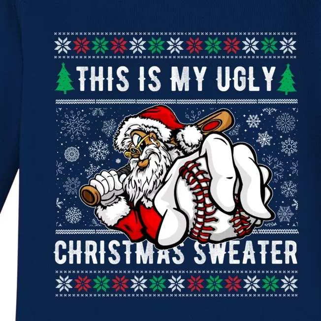 Santa This Is My Ugly Christmas Baseball Ball Baby Long Sleeve Bodysuit