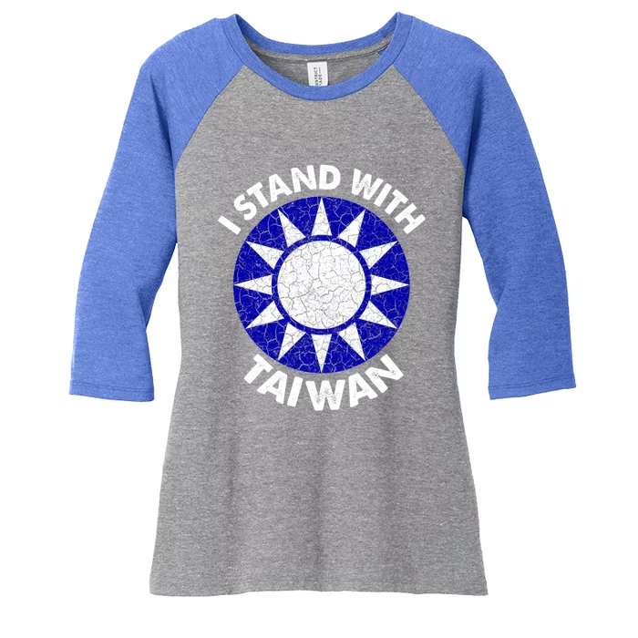 Support Taiwan I Stand With Taiwan Taiwanese Flag Gift Women's Tri-Blend 3/4-Sleeve Raglan Shirt