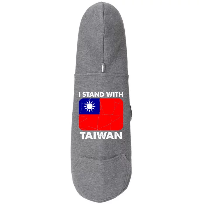 Support Taiwan I Stand With Taiwan Taiwanese Flag Cool Gift Doggie 3-End Fleece Hoodie