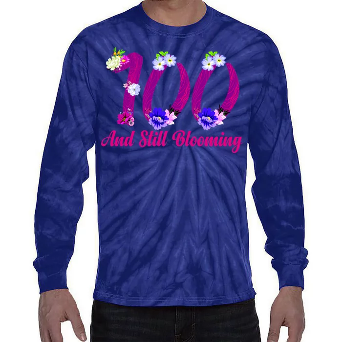 Still Blooming 100th Birthday Flowers Tie-Dye Long Sleeve Shirt