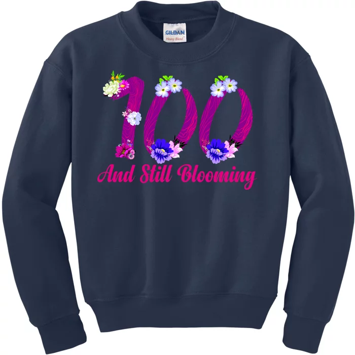 Still Blooming 100th Birthday Flowers Kids Sweatshirt