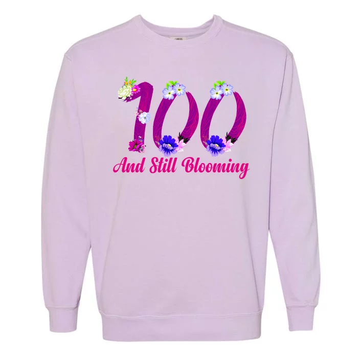 Still Blooming 100th Birthday Flowers Garment-Dyed Sweatshirt