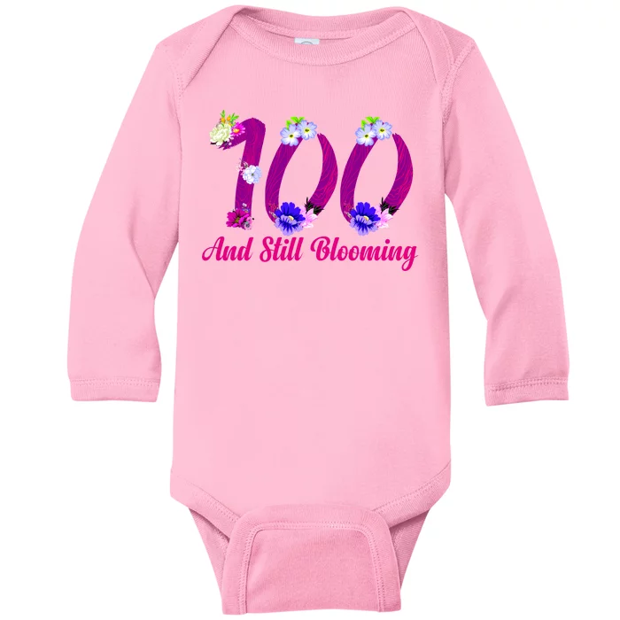 Still Blooming 100th Birthday Flowers Baby Long Sleeve Bodysuit