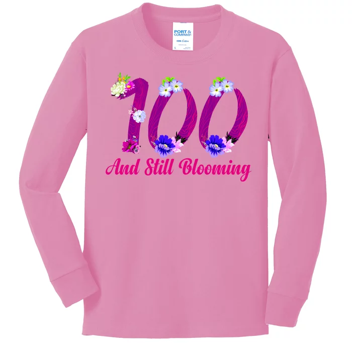 Still Blooming 100th Birthday Flowers Kids Long Sleeve Shirt