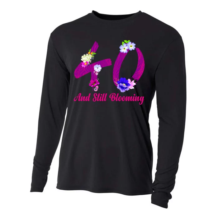 Still Blooming 40th Birthday Flowers Cooling Performance Long Sleeve Crew