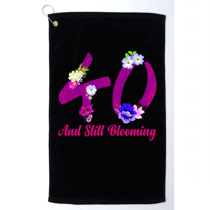 Still Blooming 40th Birthday Flowers Platinum Collection Golf Towel