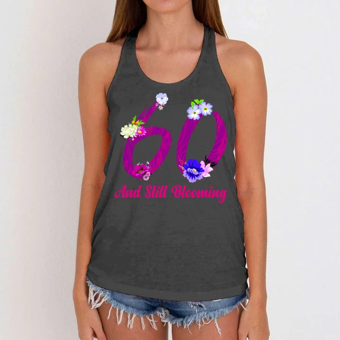 Still Blooming 60th Birthday Flowers Women's Knotted Racerback Tank