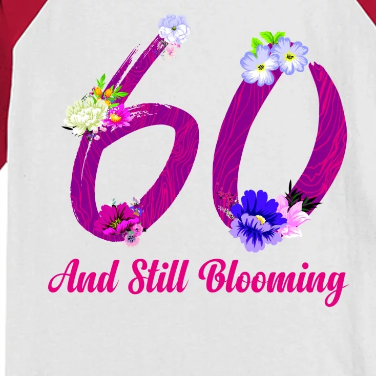 Still Blooming 60th Birthday Flowers Kids Colorblock Raglan Jersey