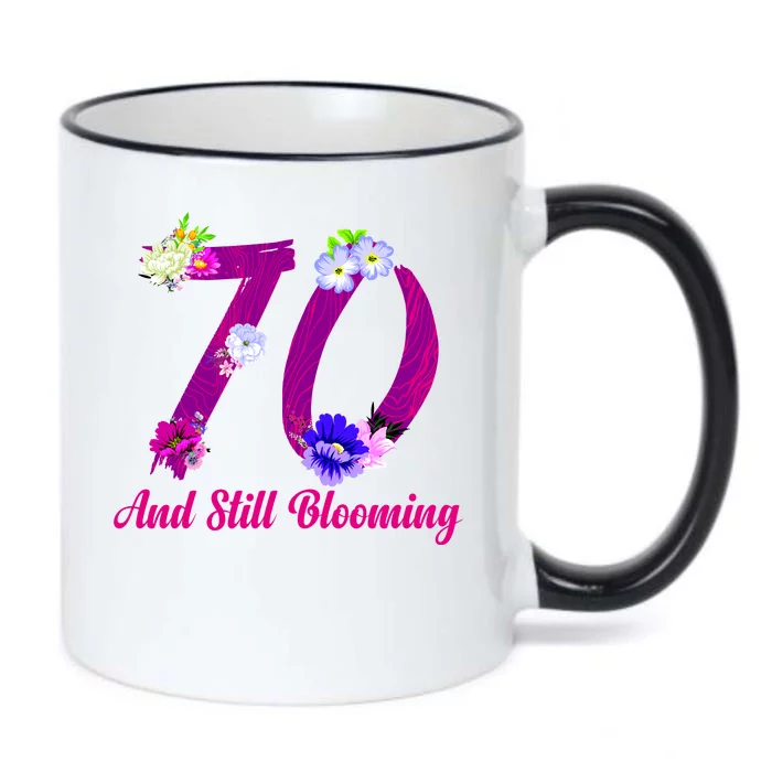 Still Blooming 70th Birthday Flowers Black Color Changing Mug