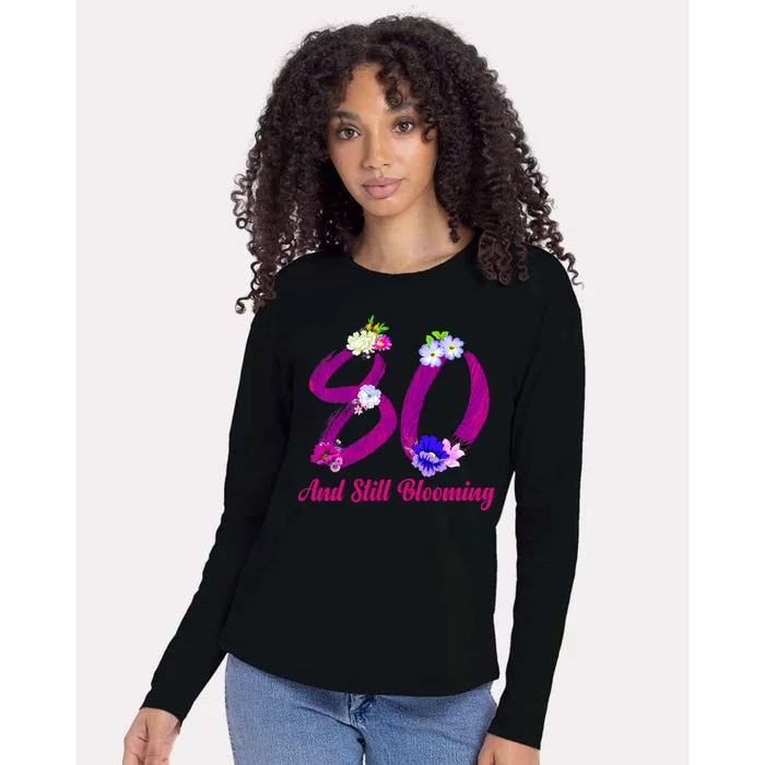 Still Blooming 80th Birthday Flowers Womens Cotton Relaxed Long Sleeve T-Shirt