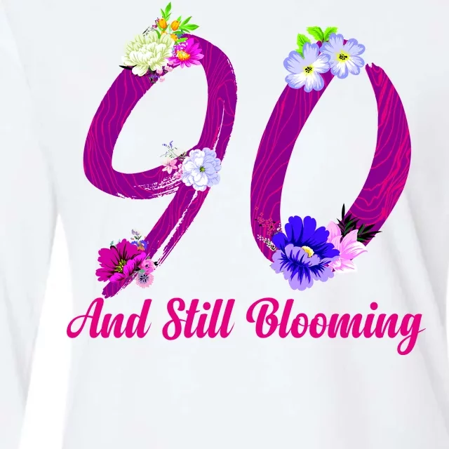 Still Blooming 90th Birthday Flowers Womens Cotton Relaxed Long Sleeve T-Shirt