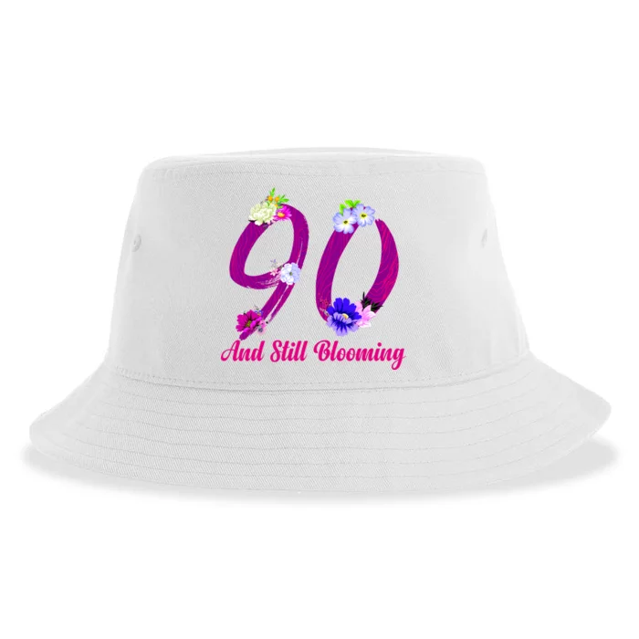 Still Blooming 90th Birthday Flowers Sustainable Bucket Hat