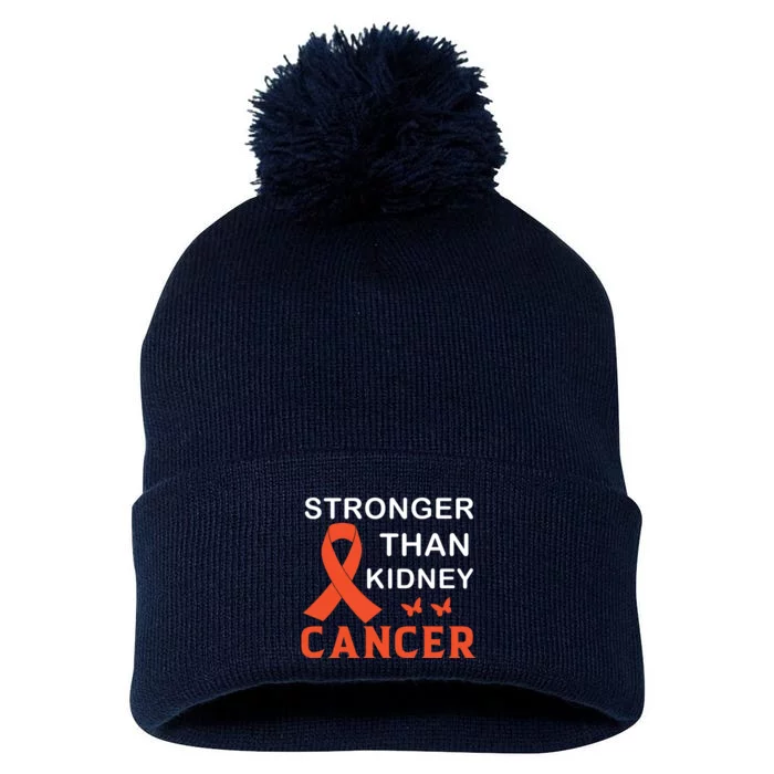 Stronger Than Kidney Cancer Breast Cancer Awareness Pom Pom 12in Knit Beanie