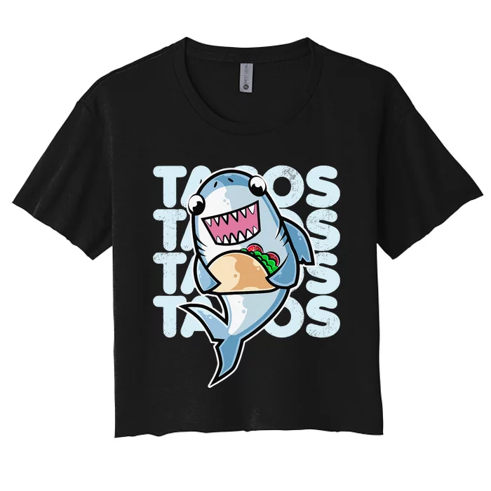 Shark Taco Kawaii Neko Anime Mexican food Women's Crop Top Tee