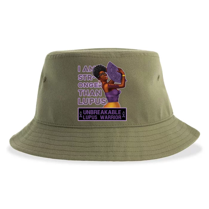 Stronger Than Lupus Awareness Unbreakable Warrior Gift Sustainable Bucket Hat