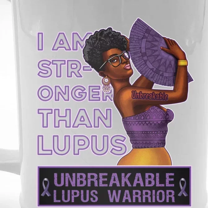 Stronger Than Lupus Awareness Unbreakable Warrior Gift Front & Back Beer Stein