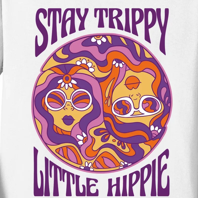 Stay Trippy Little Hippie Retro 60s Kids Long Sleeve Shirt