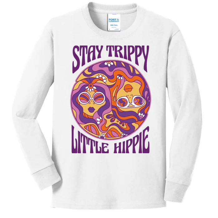 Stay Trippy Little Hippie Retro 60s Kids Long Sleeve Shirt