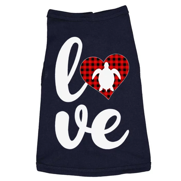 Sea Turtle Lover Buffalo Plaid Love Turtle Valentine's Day Doggie Tank