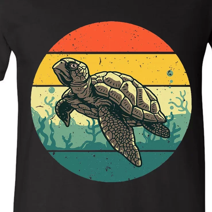 Sea Turtle Lover Stylish Tortoise Design for Ocean Enthusiasts V-Neck T-Shirt