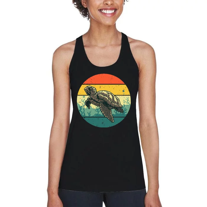 Sea Turtle Lover Stylish Tortoise Design for Ocean Enthusiasts Women's Racerback Tank