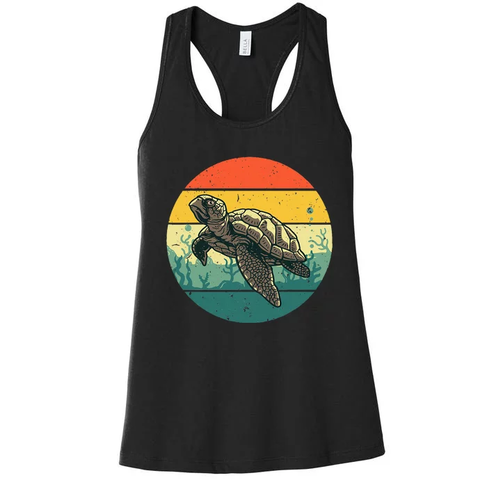 Sea Turtle Lover Stylish Tortoise Design for Ocean Enthusiasts Women's Racerback Tank