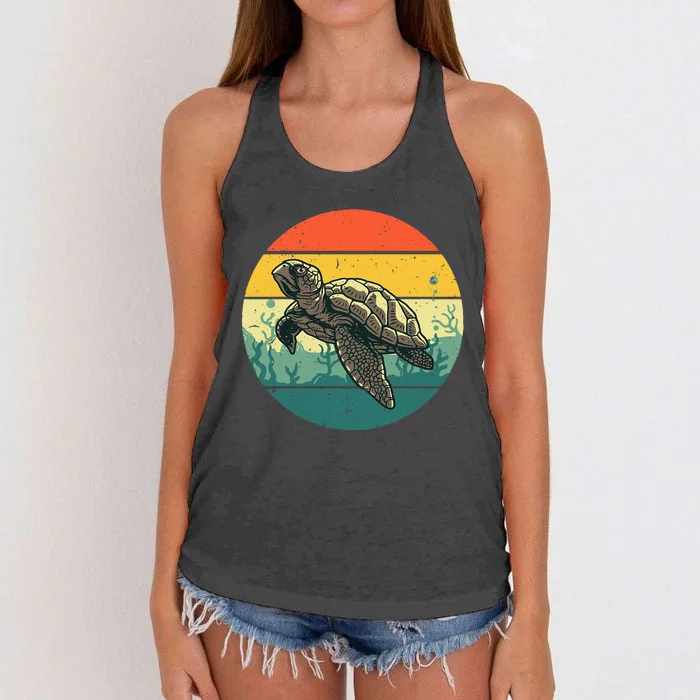 Sea Turtle Lover Stylish Tortoise Design for Ocean Enthusiasts Women's Knotted Racerback Tank