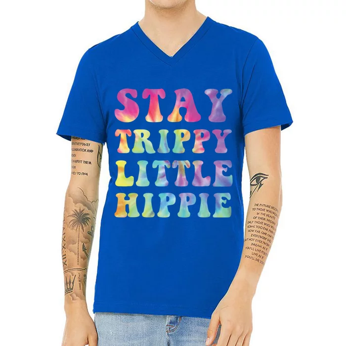 Stay Trippy Little Hippie Mama Hippy Mom Tie Dye 60s 70s Gift V-Neck T-Shirt