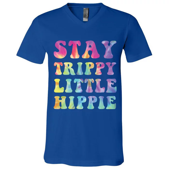 Stay Trippy Little Hippie Mama Hippy Mom Tie Dye 60s 70s Gift V-Neck T-Shirt