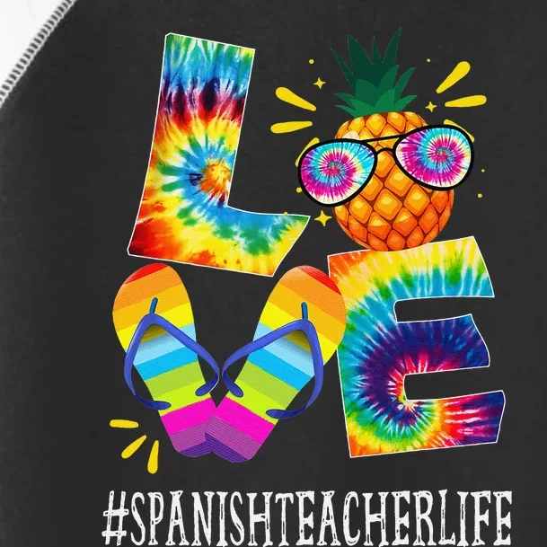 Spanish Teacher Love Pineapple Summer Funny Off duty Tie Dye Toddler Fine Jersey T-Shirt