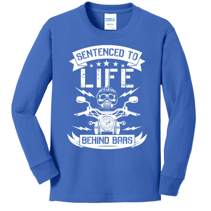 Sentenced To Life Behind Bars Biker Gift Kids Long Sleeve Shirt