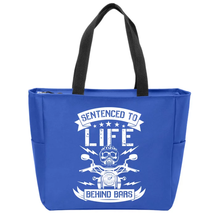 Sentenced To Life Behind Bars Biker Gift Zip Tote Bag