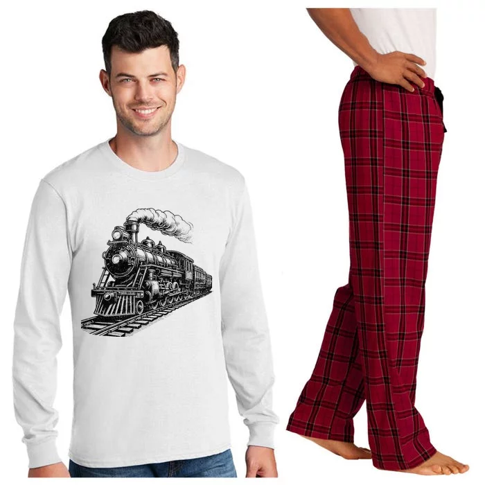 Steam Train Locomotive Steam Engine Long Sleeve Pajama Set