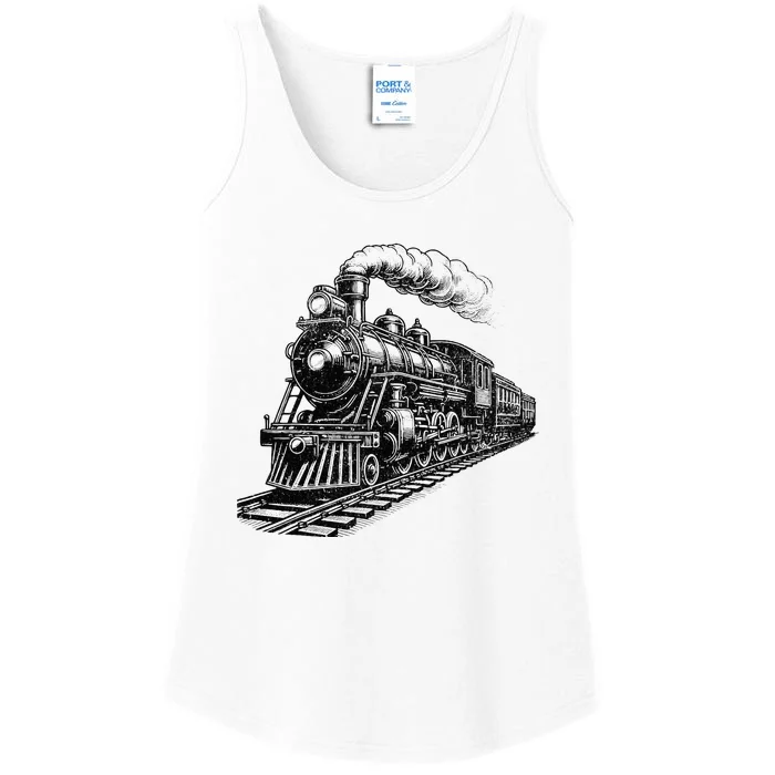 Steam Train Locomotive Steam Engine Ladies Essential Tank