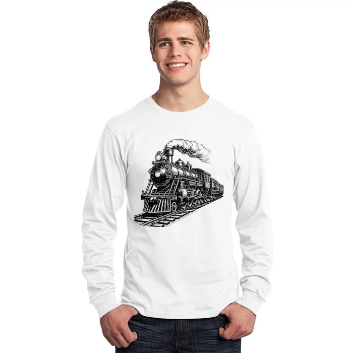 Steam Train Locomotive Steam Engine Tall Long Sleeve T-Shirt