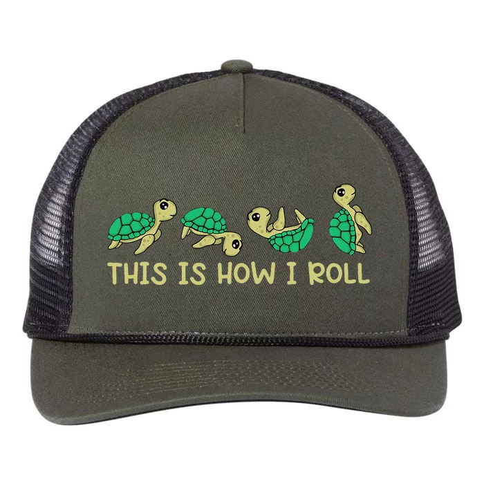 Sea Turtle Lover This Is How I Roll Turtle Retro Rope Trucker Hat Cap