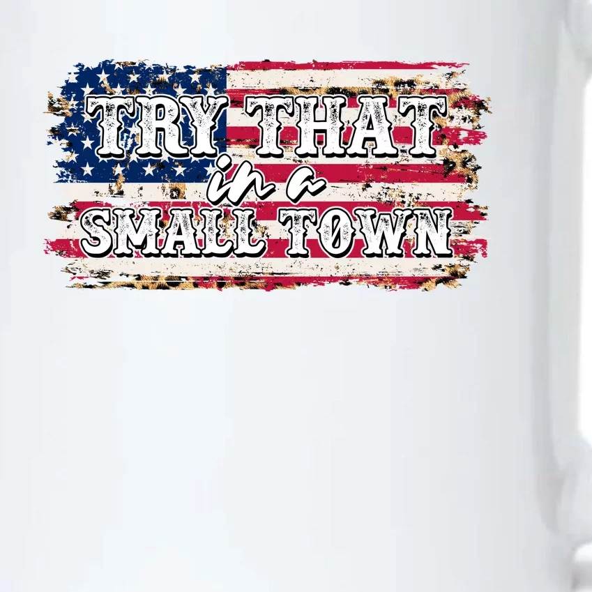 Small Town Leopard Print American USA Flag Black Color Changing Mug