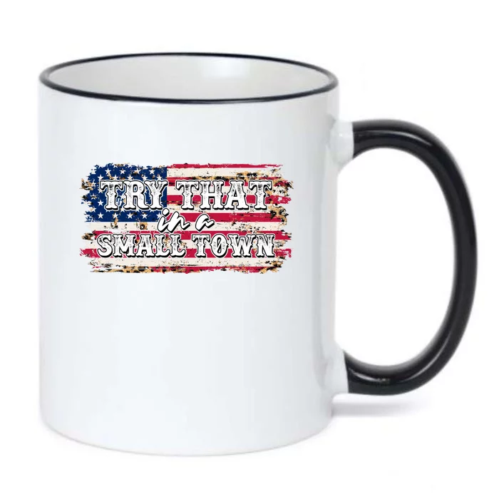 Small Town Leopard Print American USA Flag Black Color Changing Mug