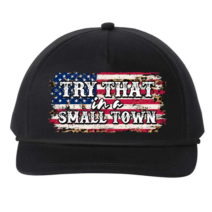 Small Town Leopard Print American USA Flag Snapback Five-Panel Rope Hat