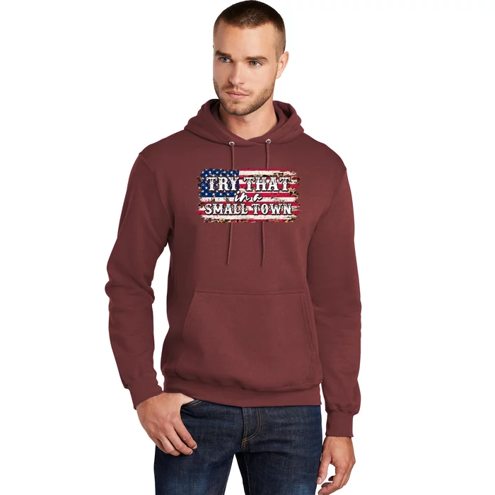 Small Town Leopard Print American USA Flag Hoodie