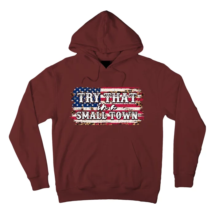 Small Town Leopard Print American USA Flag Hoodie