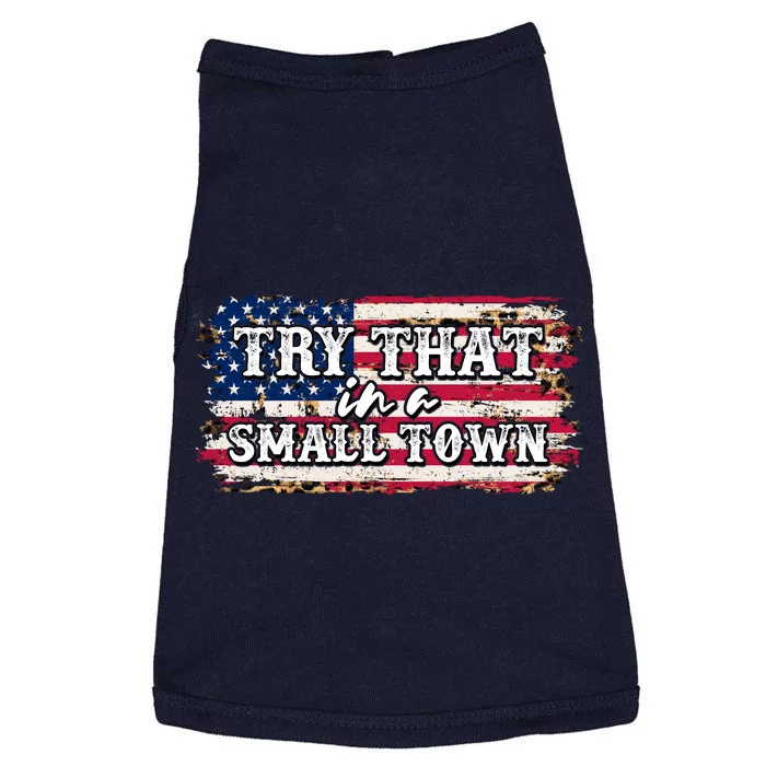 Small Town Leopard Print American USA Flag Doggie Tank