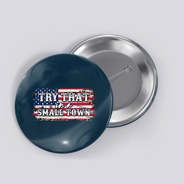 Small Town Leopard Print American USA Flag Button